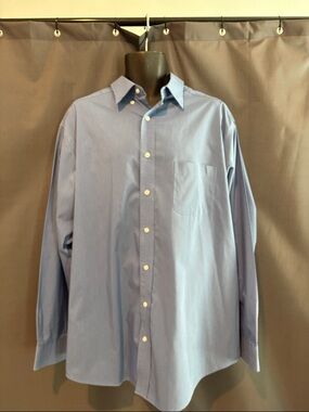 Roundtree & Yorke Blue Micro-Pattern Button-Down Dress Shirt
